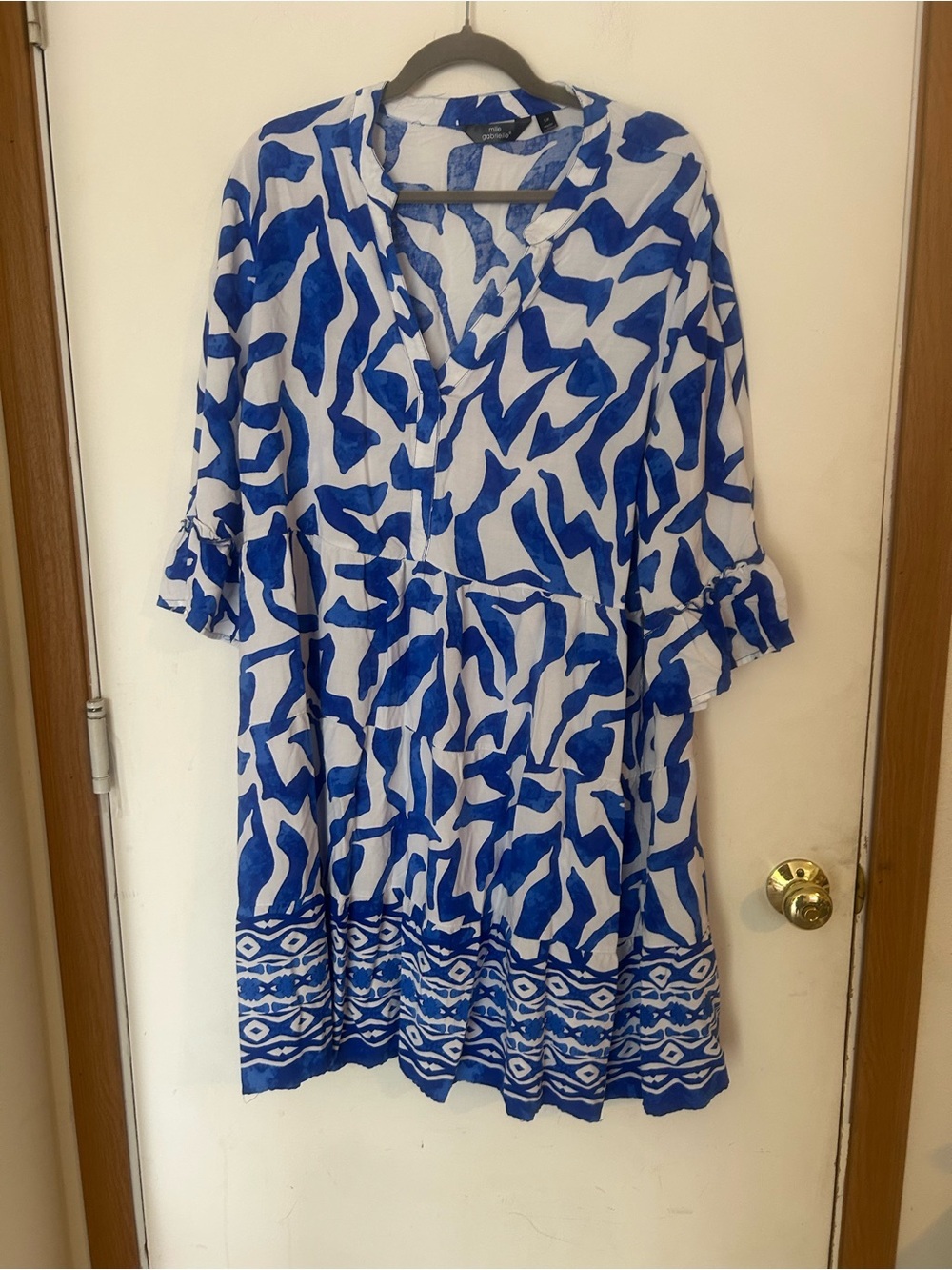 Mlle Gabrielle 3X  blue and white coastal Dress